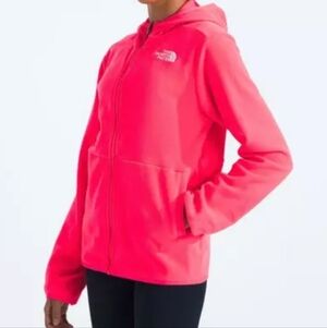 The North Face bright pink full zip polartec hooded jacket Large @o